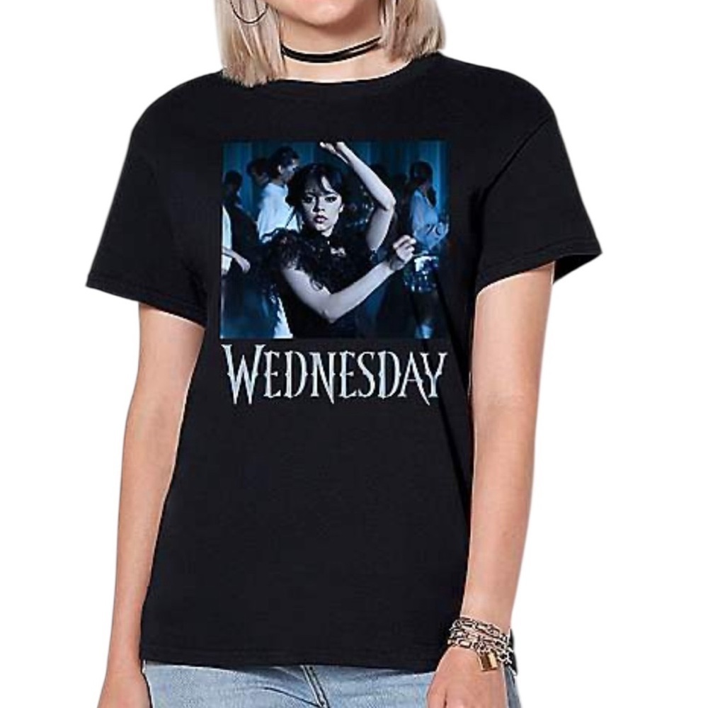 Wednesday Addams Large Black 100% Cotton Graphic T-Shirt The Addams Family